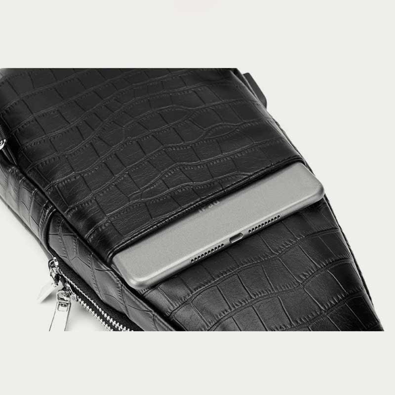 Sling-Rucksack aus Krokodil-Maserungsleder für Herren, Schultertasche, Reise-Tagesrucksack