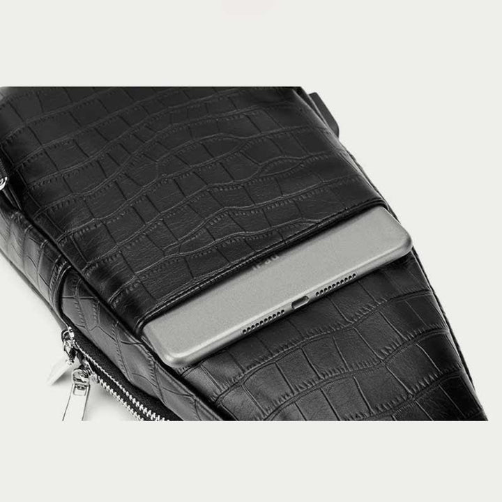 Sling-Rucksack aus Krokodil-Maserungsleder für Herren, Schultertasche, Reise-Tagesrucksack