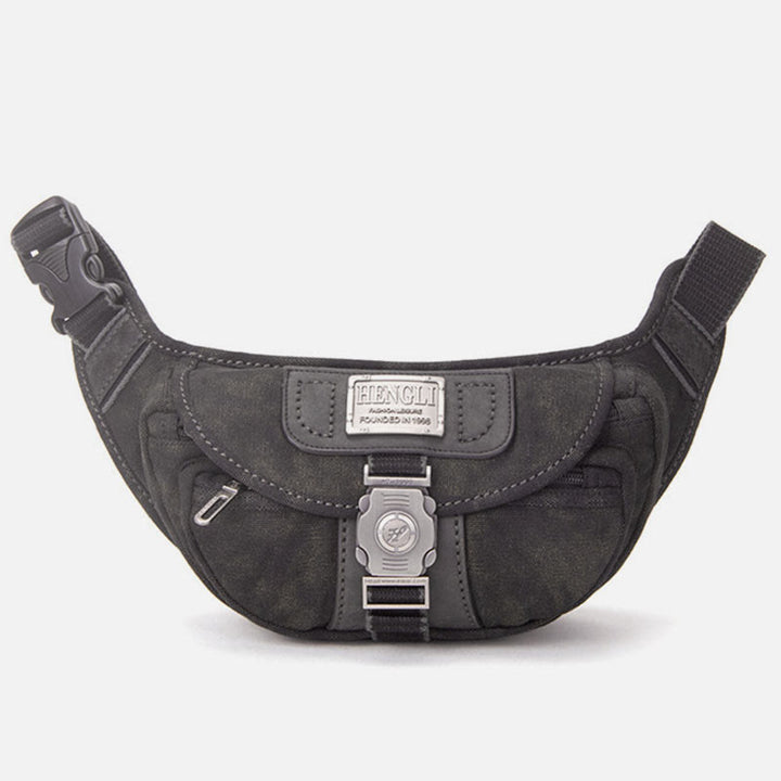 Canvas-Hüfttasche für Männer, kleine Umhängetasche im Retro-Stil, Halbmond-Tasche