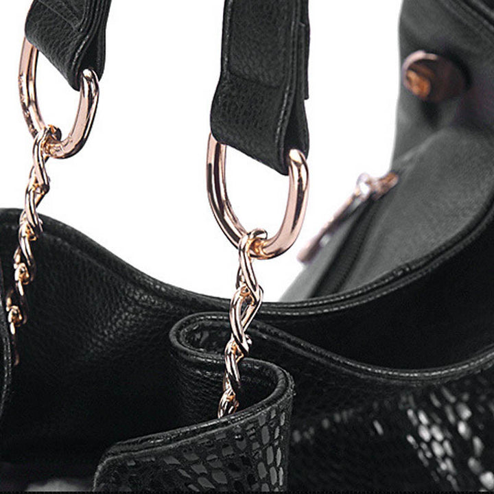 Glänzende Schlangenhaut-Grain-Tasche für Damen aus echtem Leder