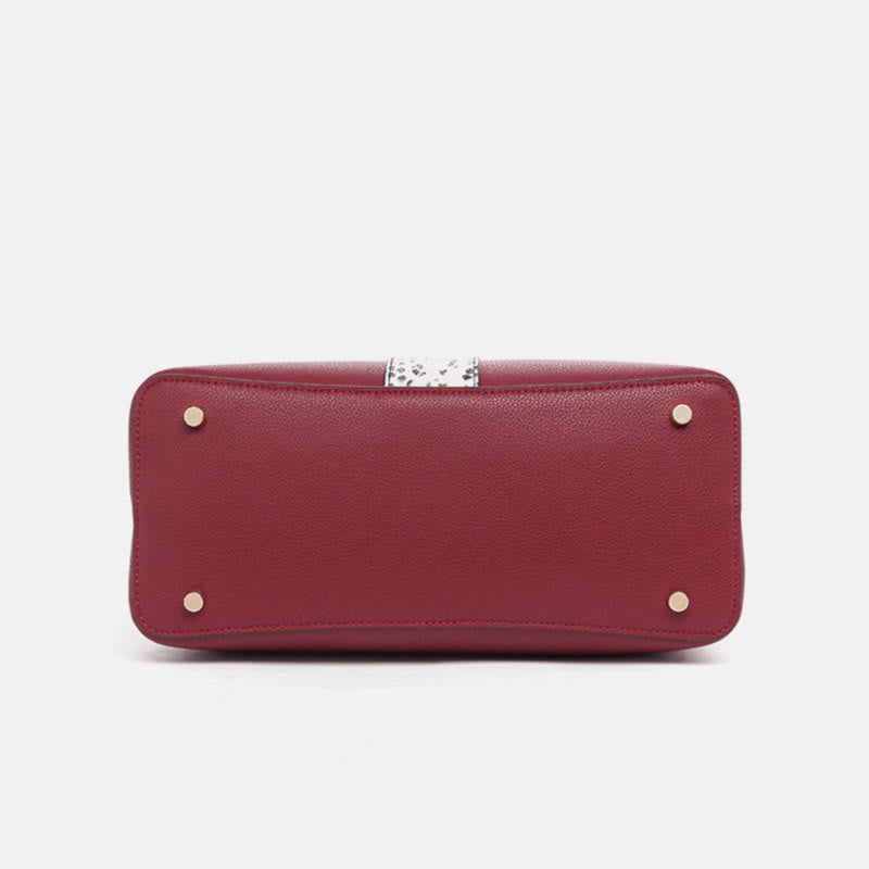 Damen Elegante Handtasche Schlangenhaut Textur Dekor Strapazierfähiges Leder Tote
