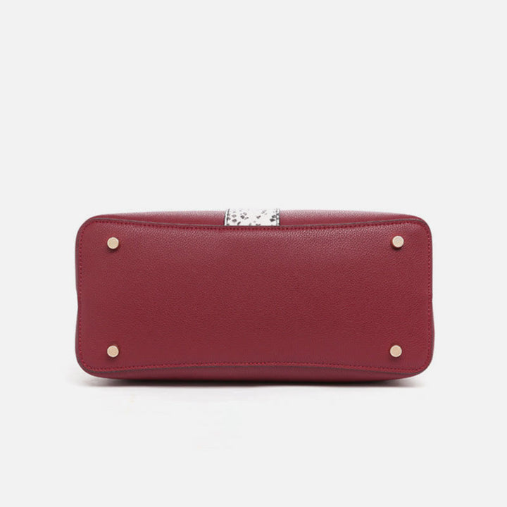 Damen Elegante Handtasche Schlangenhaut Textur Dekor Strapazierfähiges Leder Tote