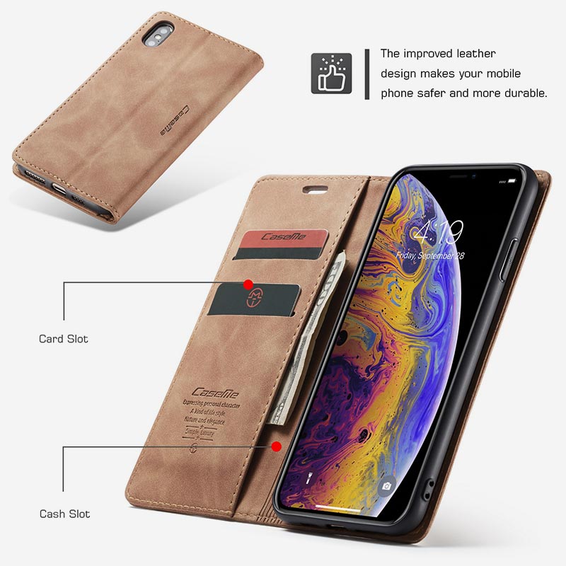 Leder-Handytasche, Handytasche für iPhone, Samsung, mit Kartenhalter, Geldscheinfach