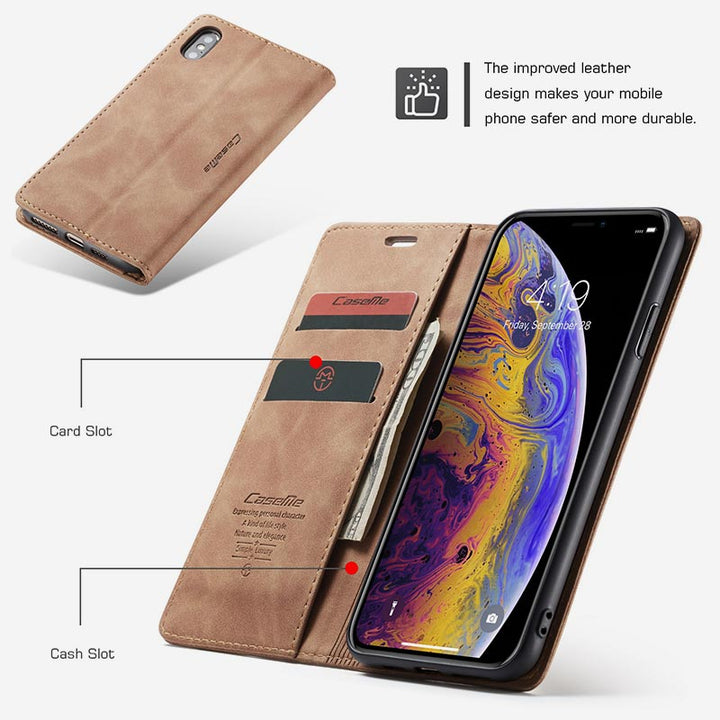 Leder-Handytasche, Handytasche für iPhone, Samsung, mit Kartenhalter, Geldscheinfach