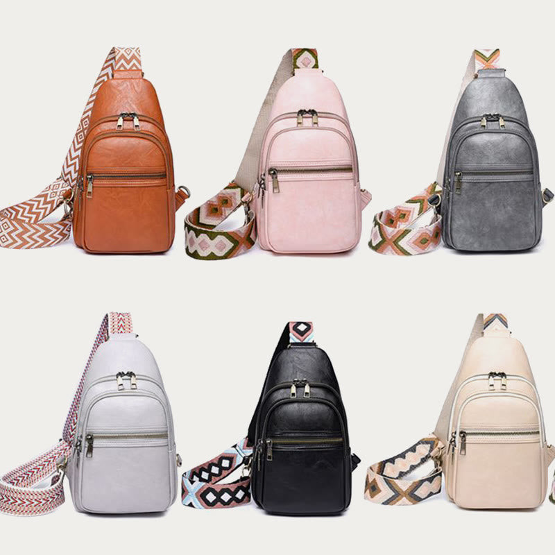 Schultertasche für Damen, breite Riemen, Retro-Umhängetasche aus Leder