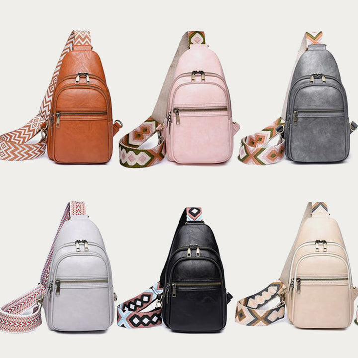 Schultertasche für Damen, breite Riemen, Retro-Umhängetasche aus Leder