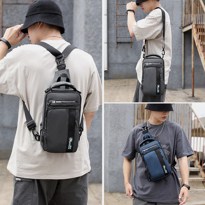 Leichte klassische Schultertasche mit mehreren Taschen und USB-Ladeanschluss für 4 Verwendungszwecke