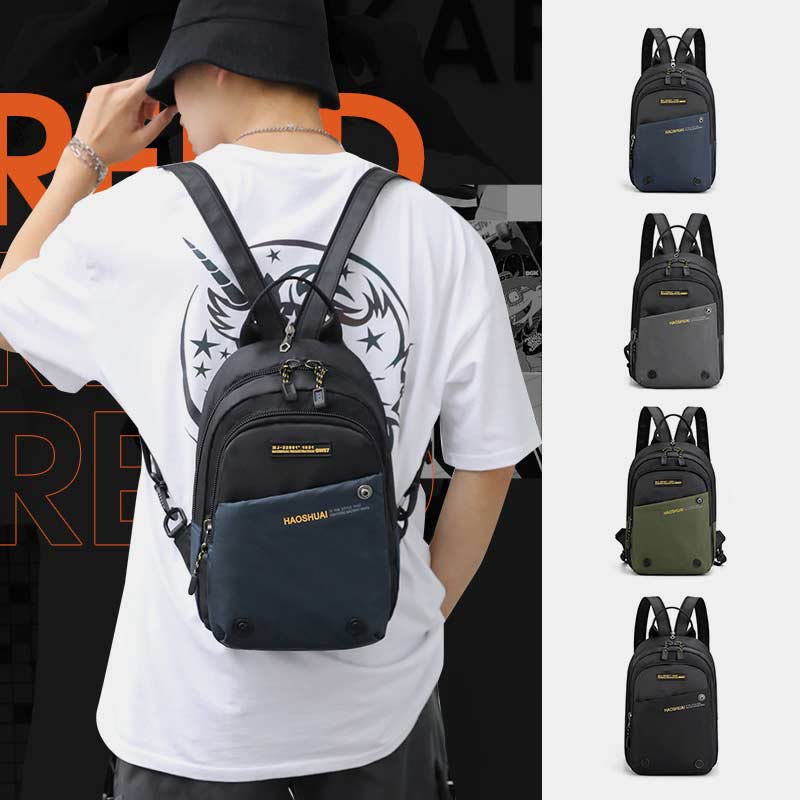 Schultertasche für Herren, lässig, wasserdicht, verstellbare Reißverschlussgurte, Rucksack