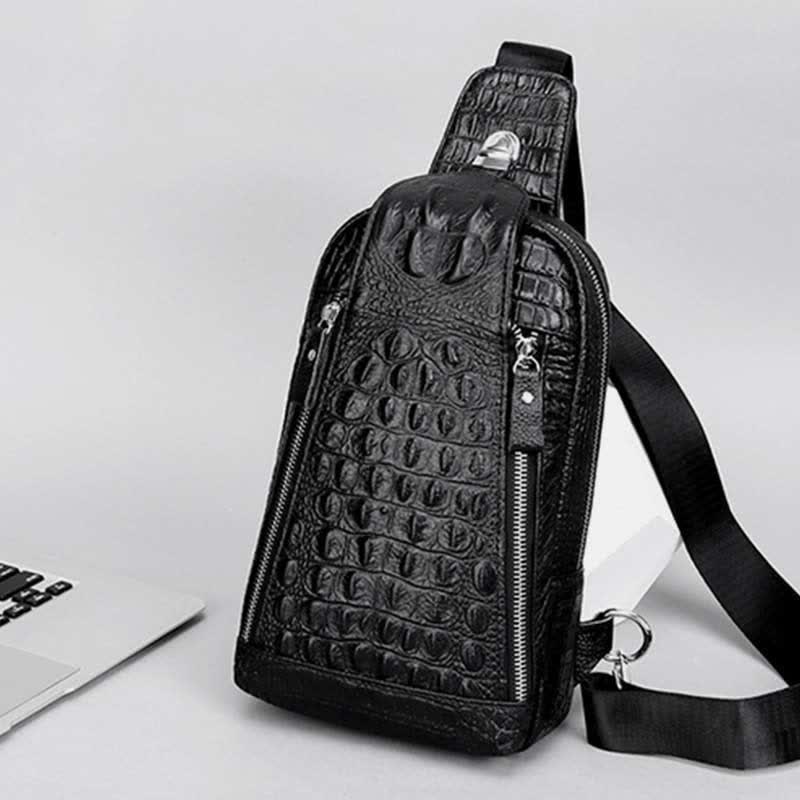 Krokodilmuster, modische Luxus-Schultertasche aus Rindsleder für Männer