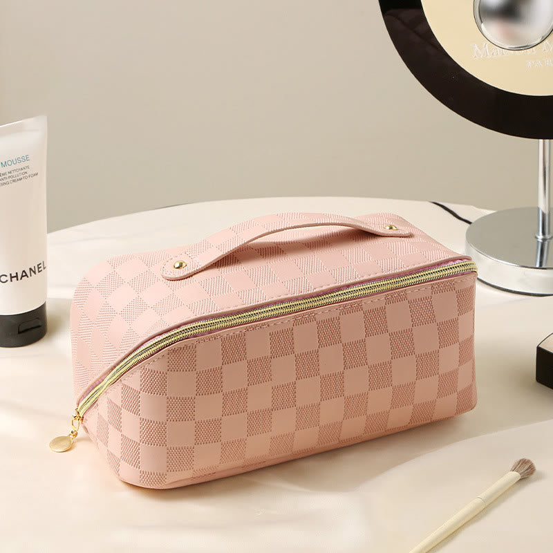 Kosmetiktasche für Damen, Reise, praktische Make-up-Tasche aus PU-Leder
