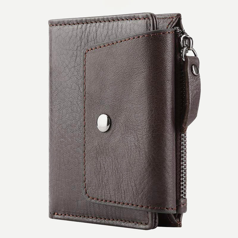 Geldbörse Herren RFID Vintage Doppelt gefaltet Ölwachs Leder Geldbörse