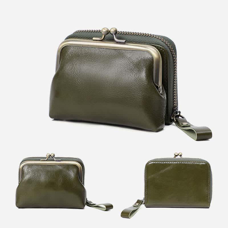 Geldbörse aus echtem Leder, Geldbörse mit abnehmbarer Tasche