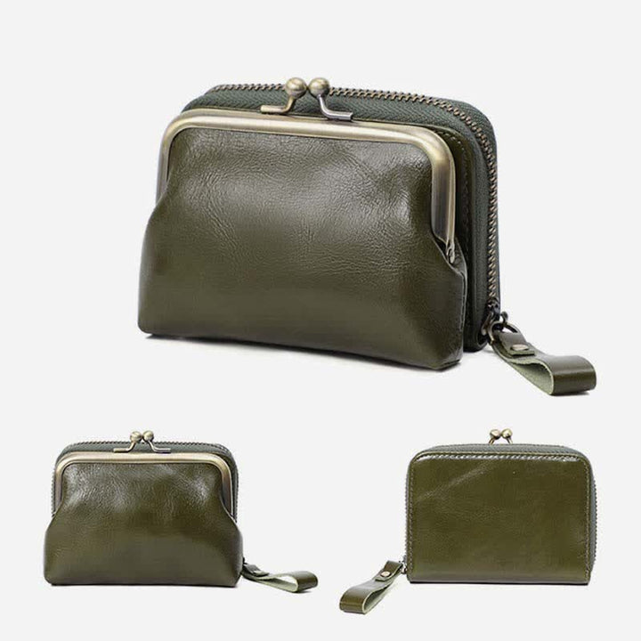 Geldbörse aus echtem Leder, Geldbörse mit abnehmbarer Tasche