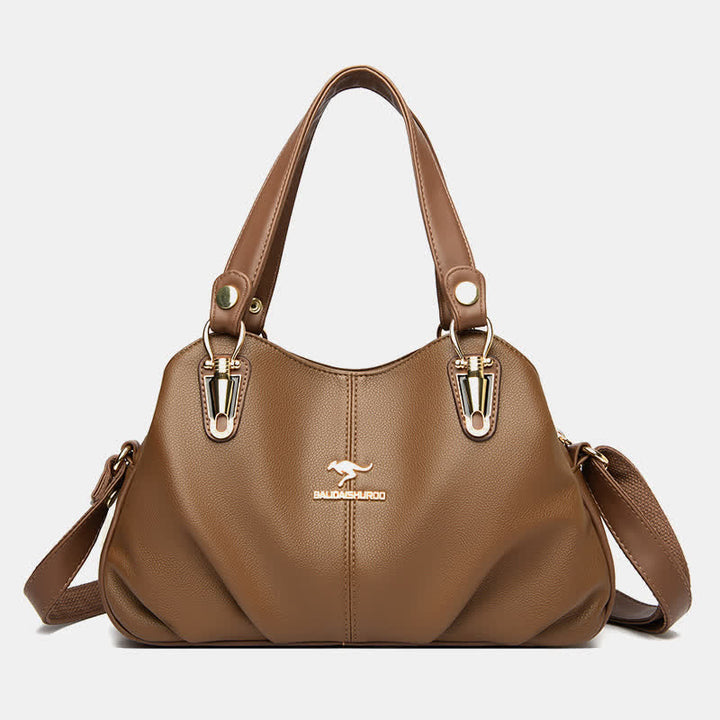Damen Lederhandtasche mit mehreren Fächern, Umhängetasche, Hobo-Tasche
