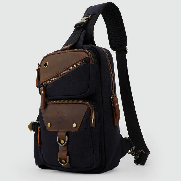 Schultertasche für Herren im Retro-Design, leichte Umhängetasche aus Canvas