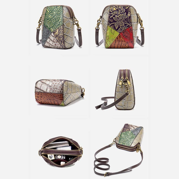 Handytasche für Damen Vintage Custom Mini Umhängetasche aus Rindsleder