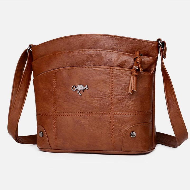 Minimalistische Kunstleder Geldbörse Dreilagig Vintage Damen Umhängetasche