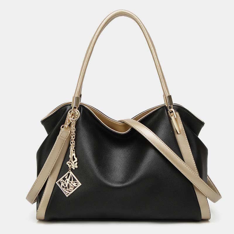 Große Handtasche aus Leder für Damen mit Reißverschluss und Tragegriff oben