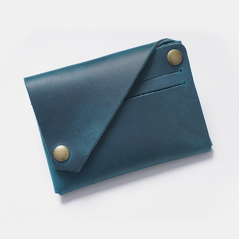 Retro-Handgemachtes Echtleder Kartenetui Vordertasche Geldbörse Münzgeldbörse