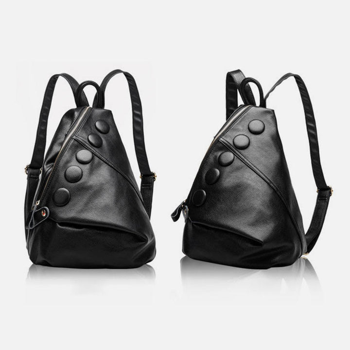 Einfarbiger Lederrucksack für Damen und Jugendliche