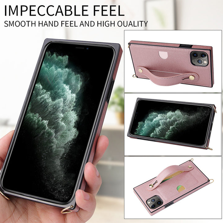 Kompatibel mit iPhone 11/12/13/14 Handyhülle, Kartenhalter mit Umhängegurt