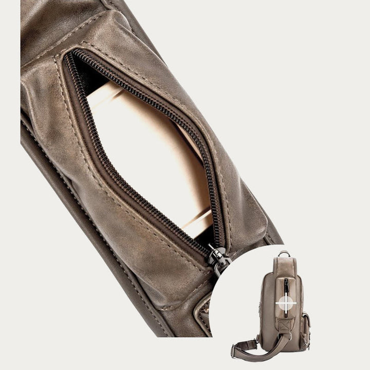 Retro-Schultertasche aus Leder mit Diebstahlschutz und interaktiven Taschen, geräumiger Tagesrucksack
