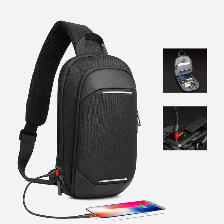 Schultertasche für Herren, Business-Umhängetasche mit USB-Ladefunktion