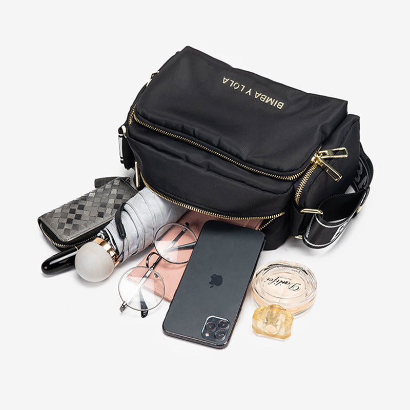 Mittelgroße Umhängetasche mit Doppelreißverschluss, leichte, wasserdichte, lässige Schultertasche