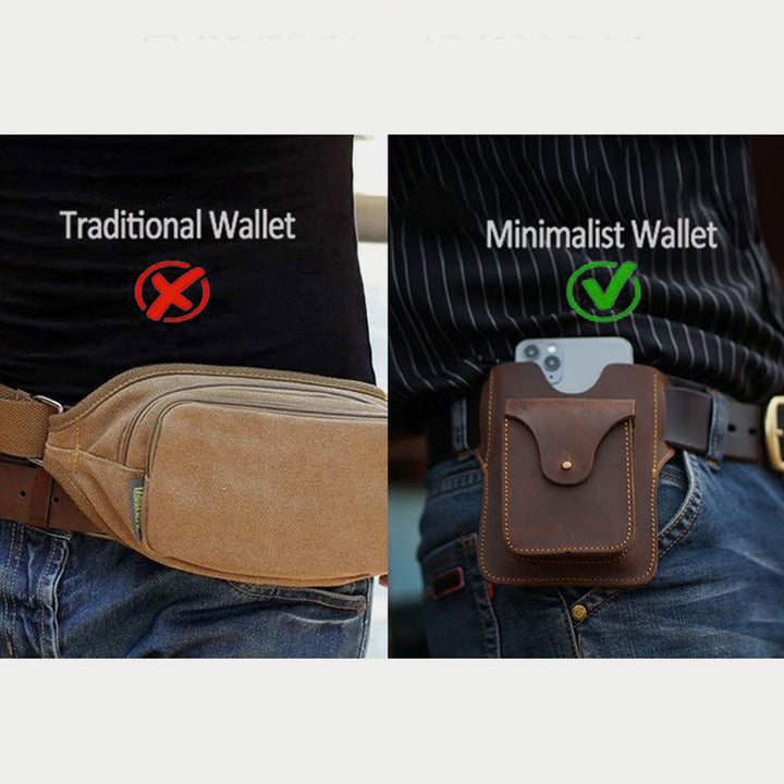 Outdoor Leder Retro Volltonfarbe 7,2 Zoll Handy Gürteltasche