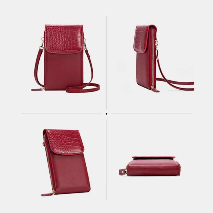 Schlanke, leichte Umhängetasche aus Leder für Damen, Handytasche, Kreditkartenhalter