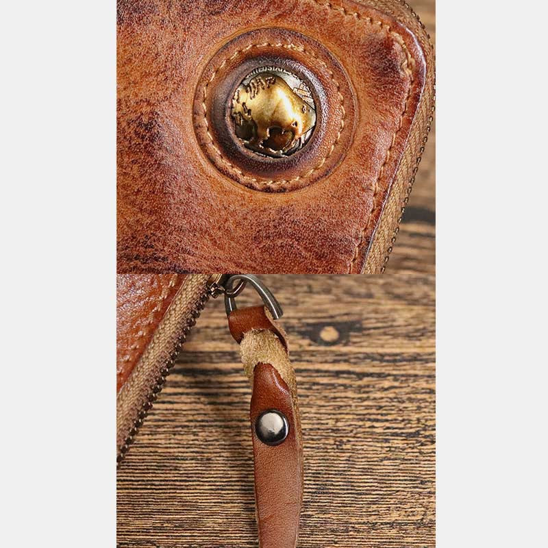 Geldbörse für Herren, multifunktional, weiches Leder, Vintage, täglicher Reißverschluss - image 12