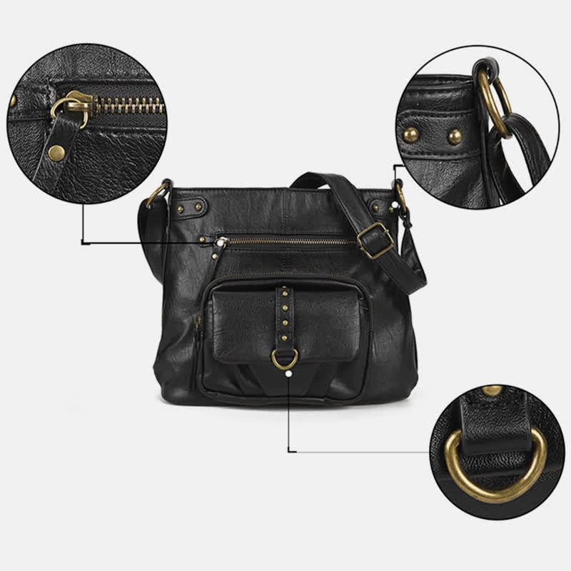 Umhängetasche für Frauen mit Reißverschluss, verstellbarem Riemen, weiche Leder-Schulterhandtaschen