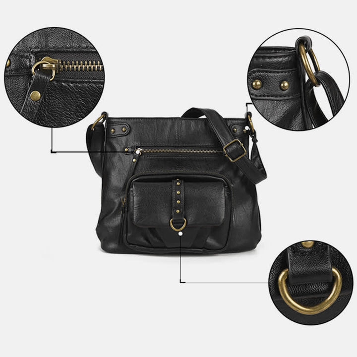 Umhängetasche für Frauen mit Reißverschluss, verstellbarem Riemen, weiche Leder-Schulterhandtaschen