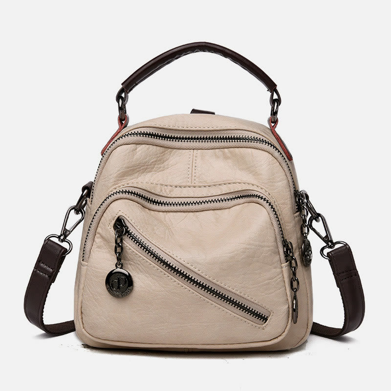 Multifunktionale, weiche Umhängetasche aus Kunstleder, umwandelbarer Rucksack - Blanchierte Mandeln - image 0