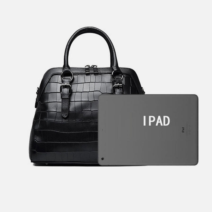 Elegante Handtasche Umhängetasche aus Leder mit Krokodilmuster in reiner Farbe
