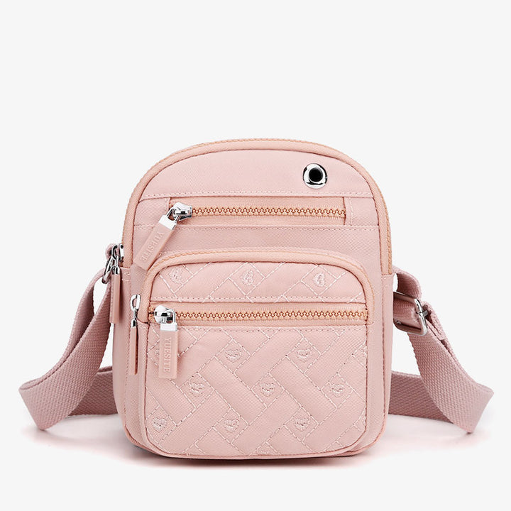 Lässige Umhängetasche aus Nylon mit mehreren Taschen und Loch für Kopfhörer
