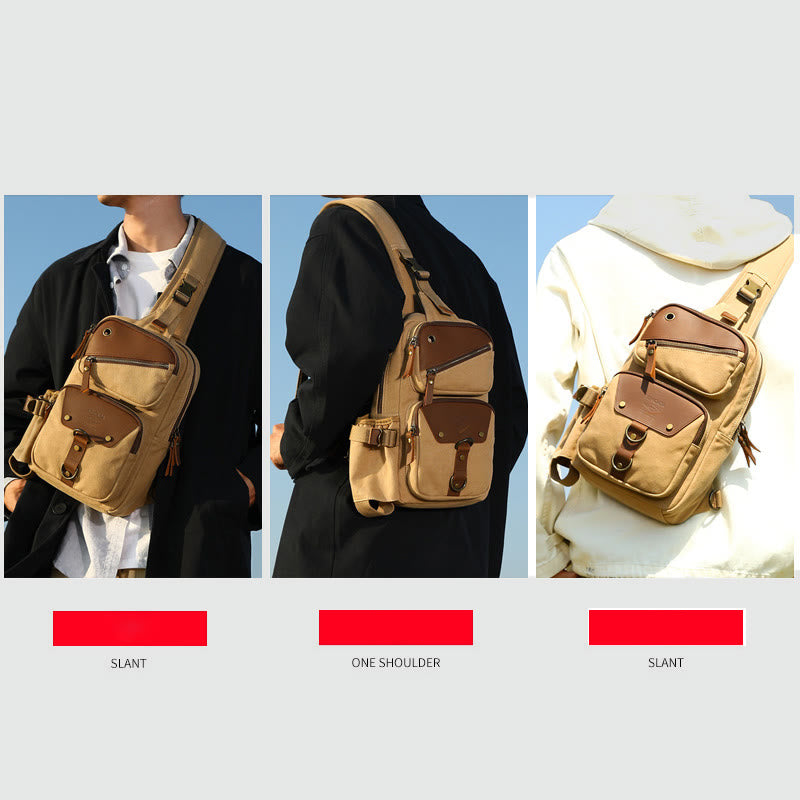 Schultertasche für Herren im Retro-Design, leichte Umhängetasche aus Canvas