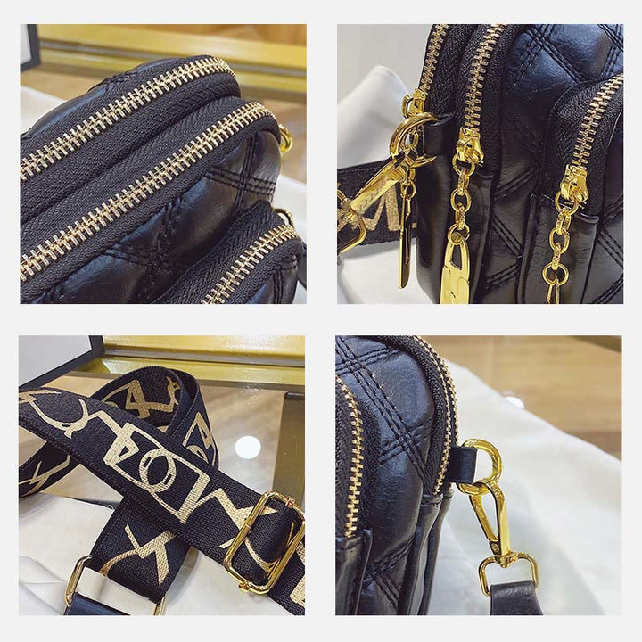 Umhängetasche für Damen, Freizeit, dreilagige Handytasche aus Leder