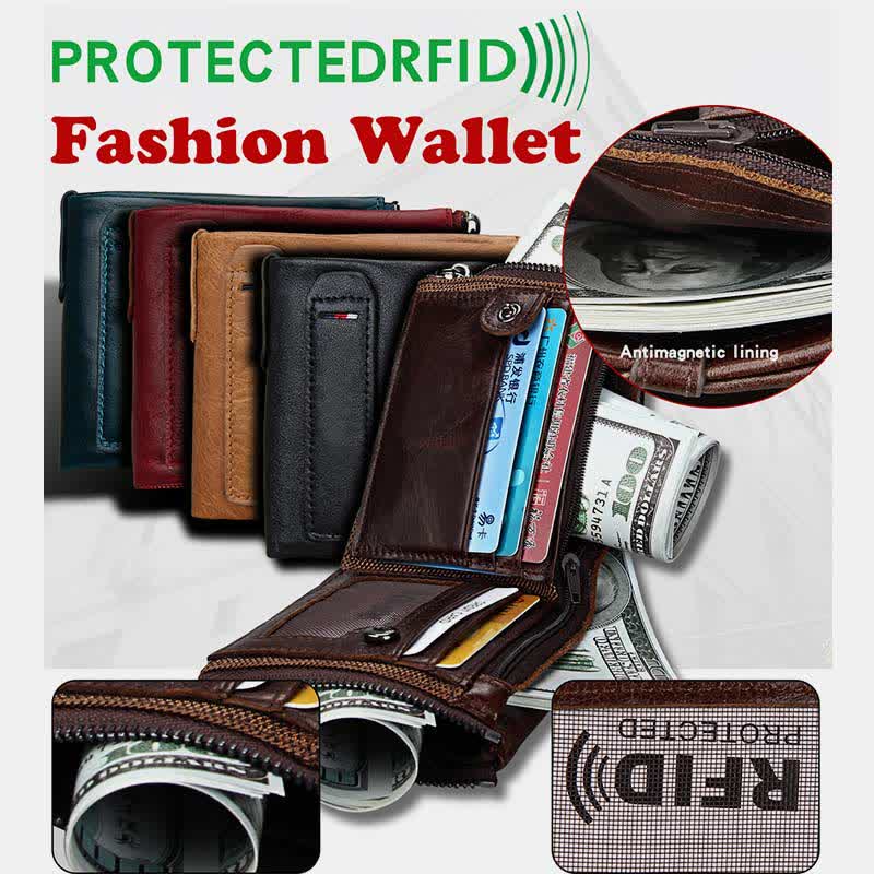 Großes Fassungsvermögen Ledergeldbörse RFID-blockierende Bifold Flip Herrengeldbörse