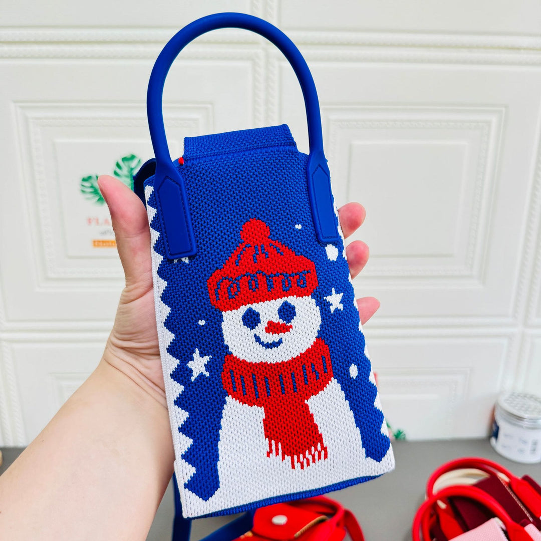 Handytasche im Weihnachtsstil für Damen, gestrickte Umhängetasche