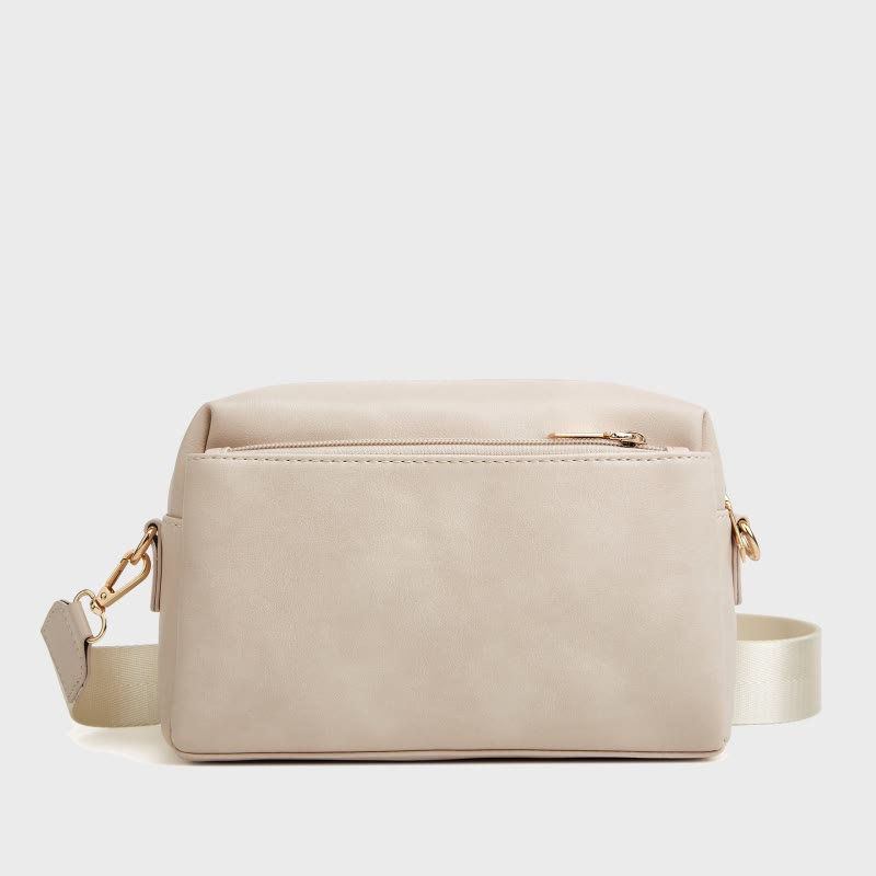 Kleine Umhängetasche mit drei Reißverschlüssen, Kunstleder, lässige Handtasche, Kamera-Geldbörse