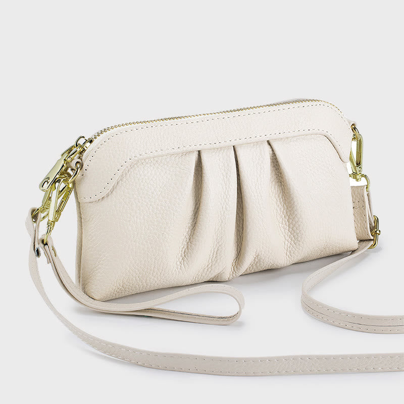 Clutch aus echtem Leder für Damen, Handgelenktasche, Umhängetasche
