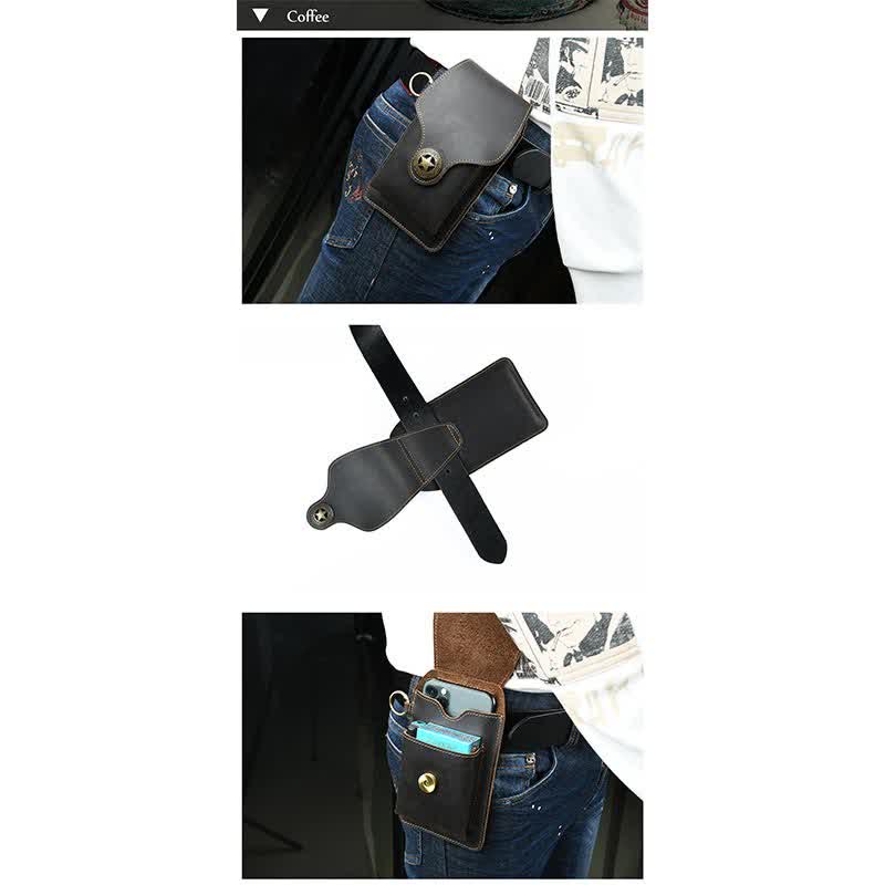 Echtes Leder Telefon Holster für Männer EDC Telefon Gürtel Pack Tasche