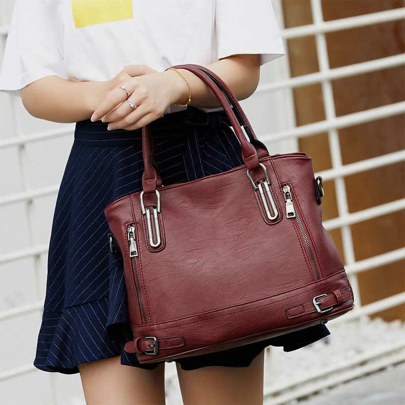 Einkaufstasche aus Kunstleder für Damen, Handtasche, Schultertasche, Umhängetasche