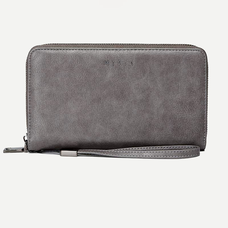 RFID-blockierende Geldbörse für Damen mit Rundum-Reißverschluss, große, lange Clutch mit Handgelenksriemen