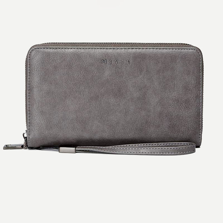 RFID-blockierende Geldbörse für Damen mit Rundum-Reißverschluss, große, lange Clutch mit Handgelenksriemen