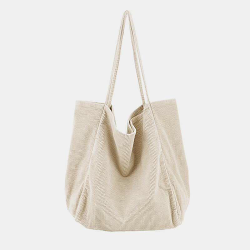 Extra große Cord-Tragetasche, lässige Einkaufstasche, Schulterhandtasche