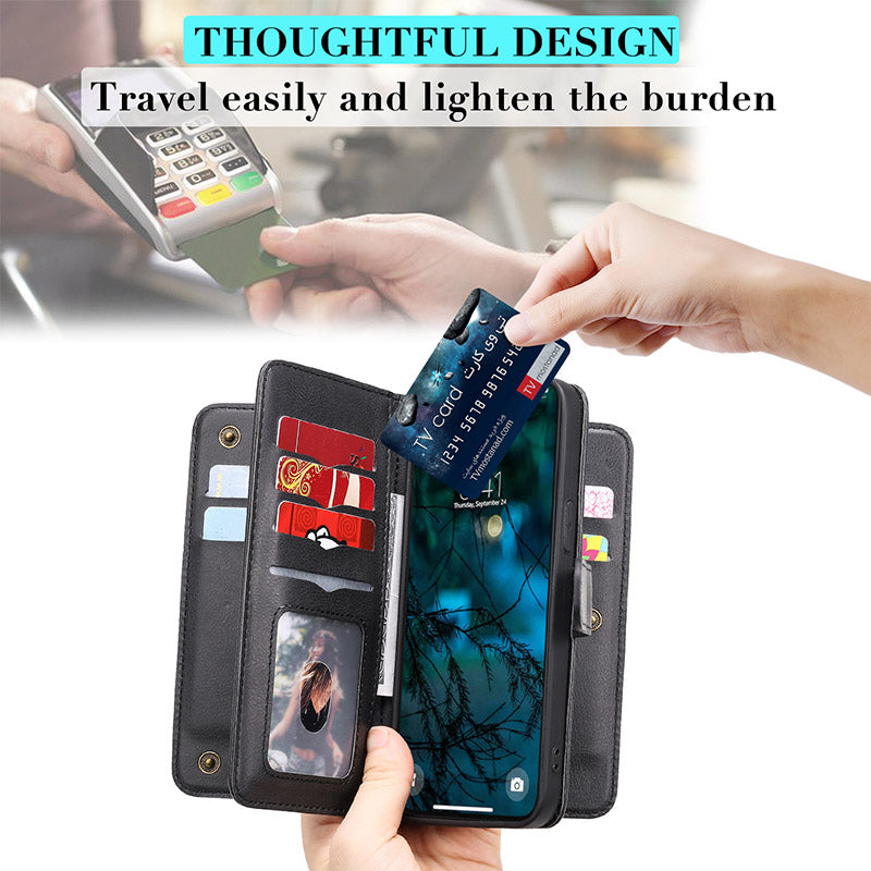 iPhone-Wallet-Hülle, leichtes Flip-Case mit Kreditkartenfach
