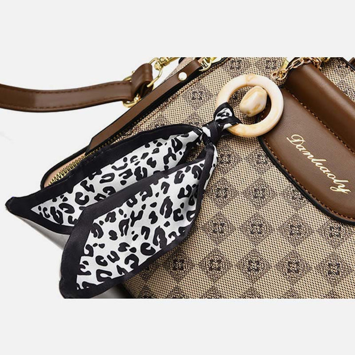Britische Handtasche Damen Mini Seidenschal Dekor Elegante Umhängetasche