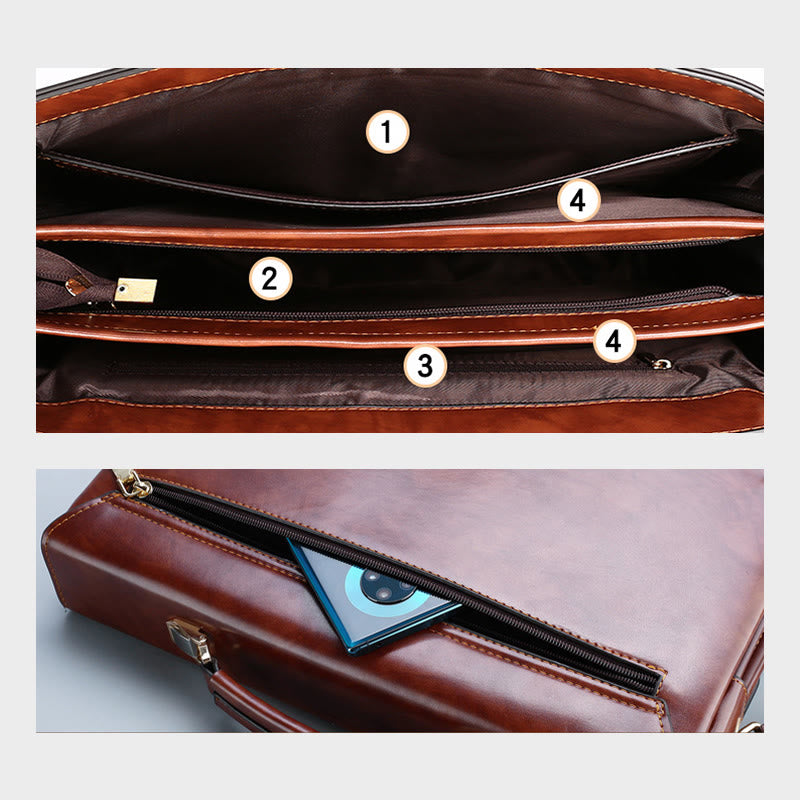 Messenger Bag für Herren, groß, Vintage, mit Schloss, Aktentasche